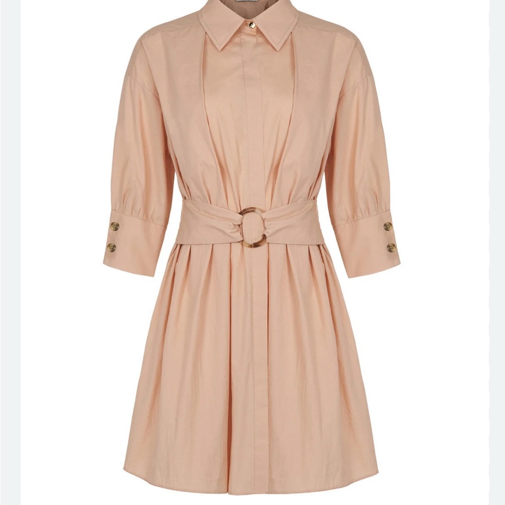 Elegant Peach Belted Dress